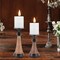 Tapered Wood and Metal Candle Holder Set of 2 Brown Black Pillar Stick Candle Stand